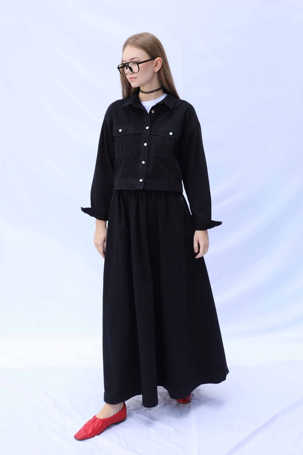 Kot Ceket Etek Takım Siyah - 11