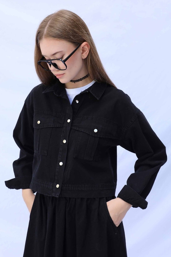 Kot Ceket Etek Takım Siyah - 12