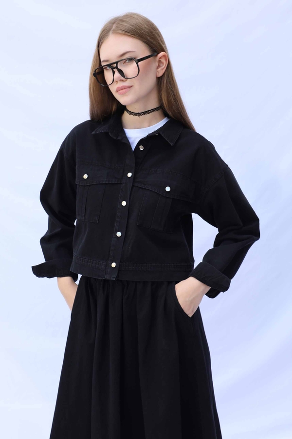 Kot Ceket Etek Takım Siyah - 13