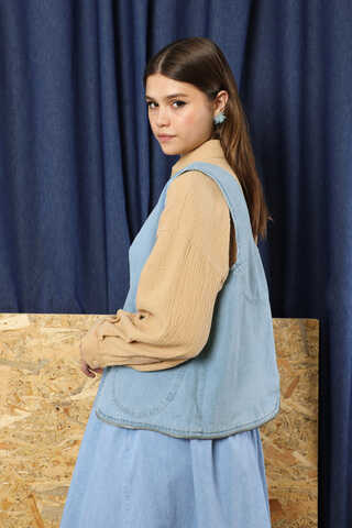 Kot Yelek Çanta Açık Mavi - 7