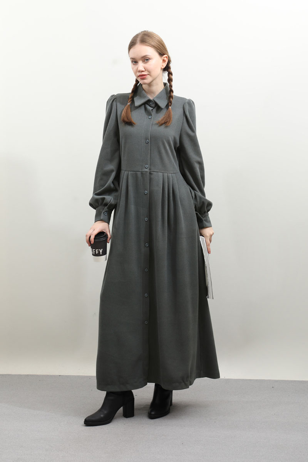 Kot Yelekli Triko Elbise Antrasit - 2