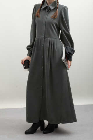 Kot Yelekli Triko Elbise Antrasit - 3