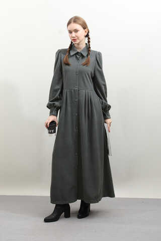 Kot Yelekli Triko Elbise Antrasit - 2