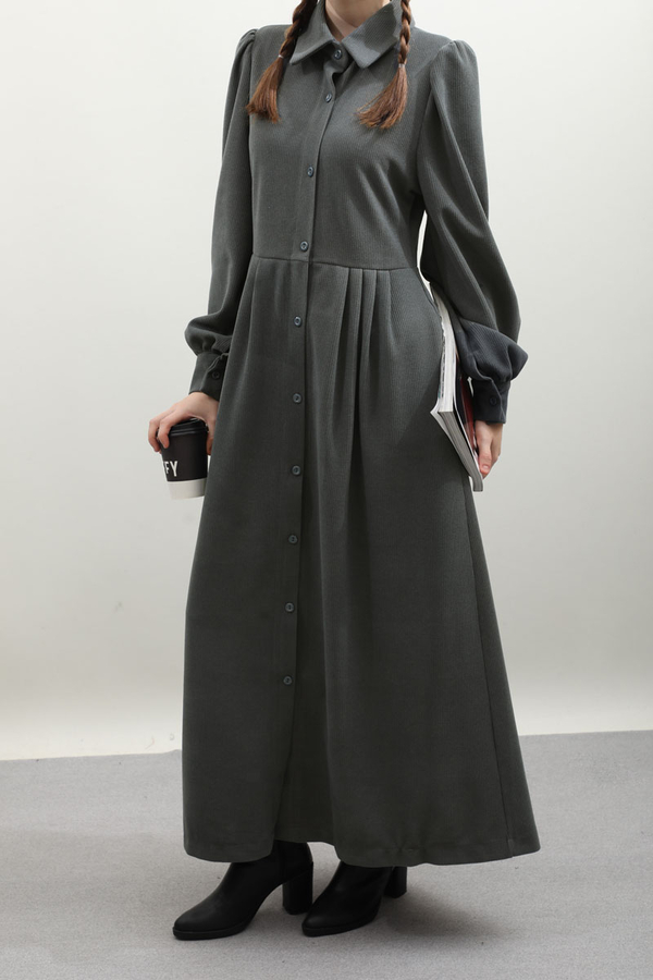 Kot Yelekli Triko Elbise Antrasit - 3