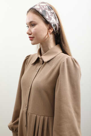 Kot Yelekli Triko Elbise Vizon - 12