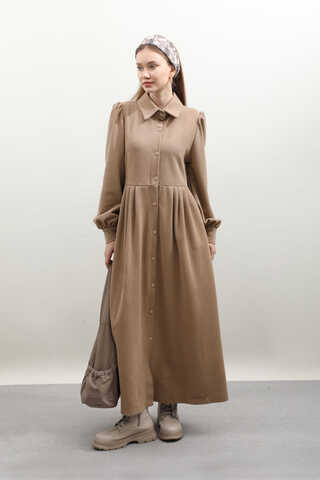 Kot Yelekli Triko Elbise Vizon - 11