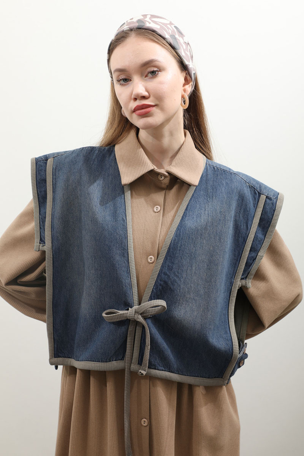 Kot Yelekli Triko Elbise Vizon - 16