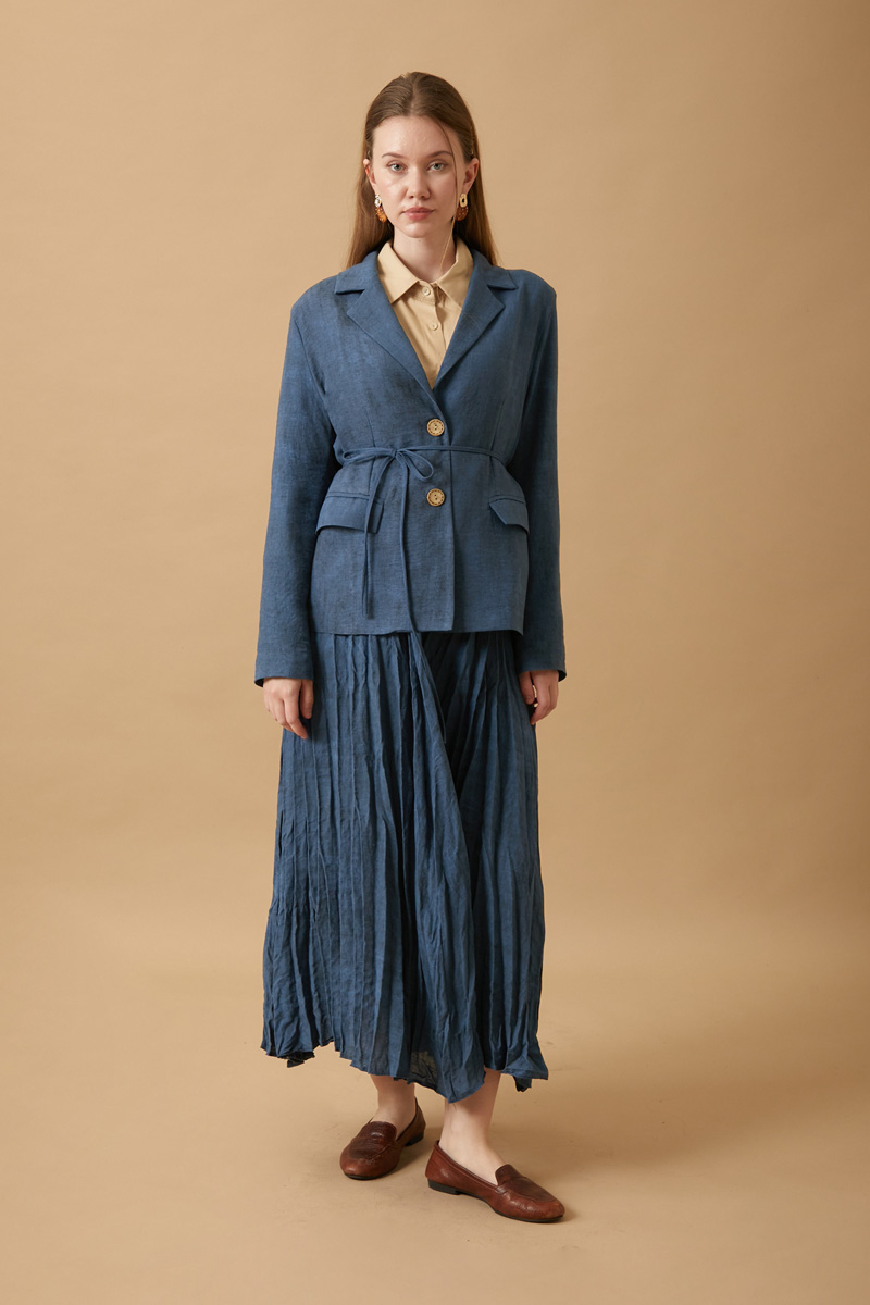 Kraş Etekli Takım İndigo