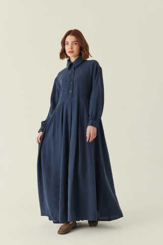 Kravat Detaylı Elbise Lacivert - 4