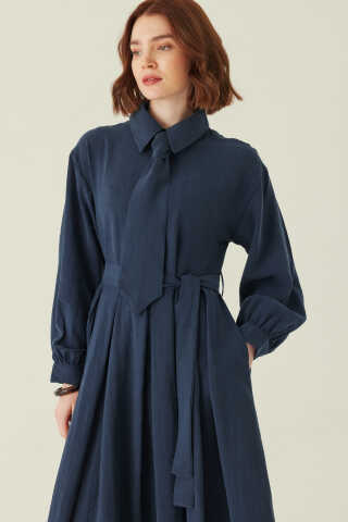 Kravat Detaylı Elbise Lacivert - 2