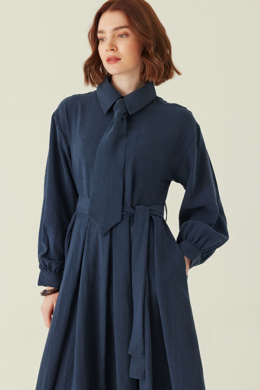 Kravat Detaylı Elbise Lacivert - 2