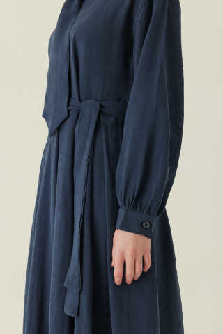 Kravat Detaylı Elbise Lacivert - 6