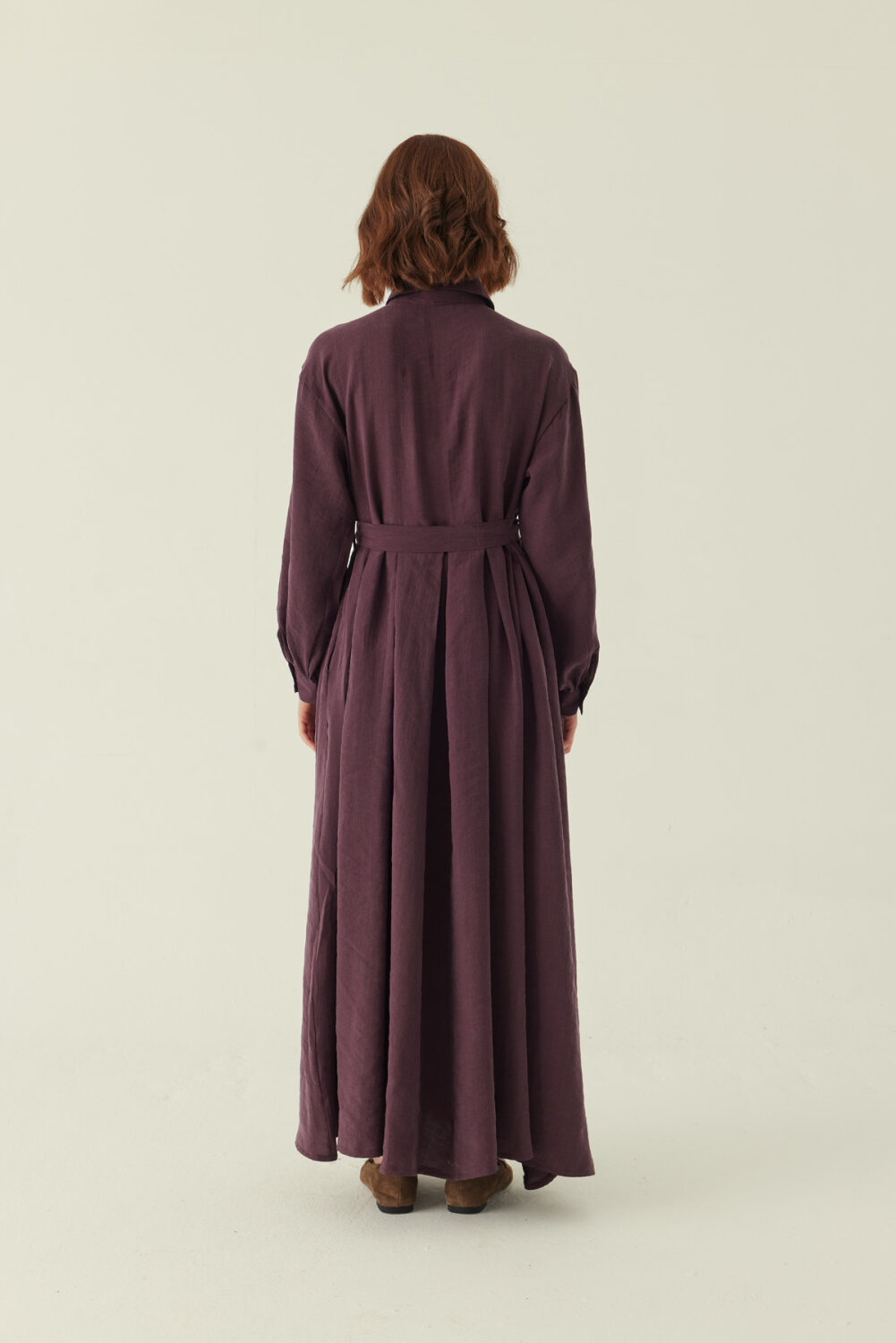 Kravat Detaylı Elbise Mürdüm - 4