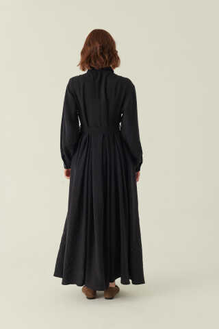 Kravat Detaylı Elbise Siyah - 4