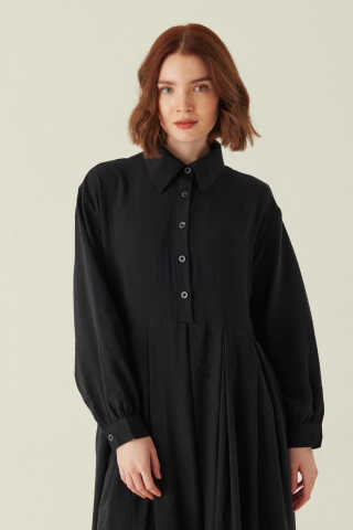 Kravat Detaylı Elbise Siyah - 1