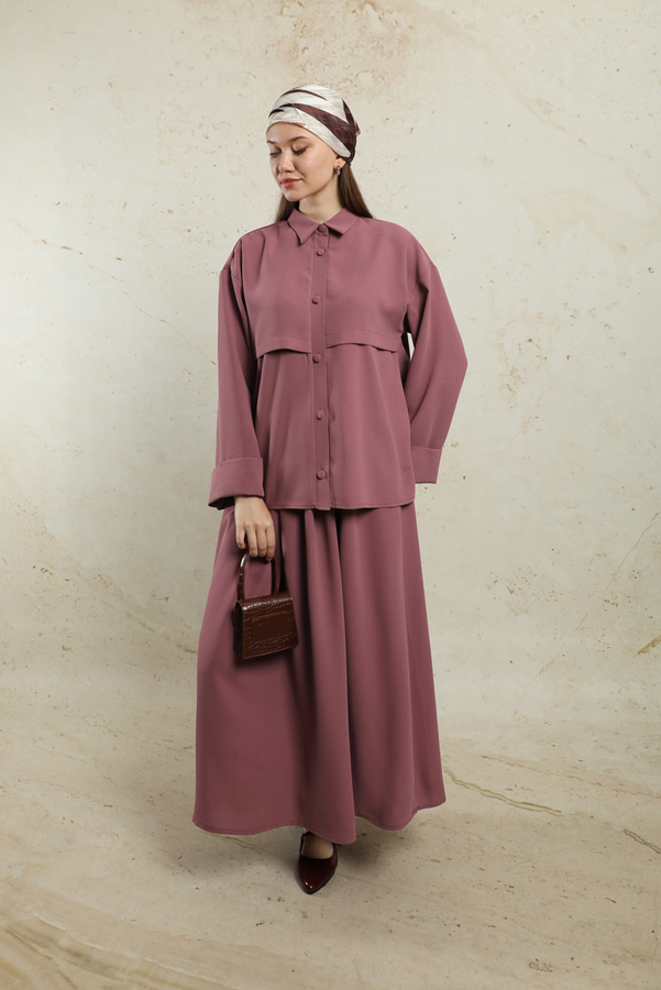 Krep Etek Takım Gül Kurusu - 1