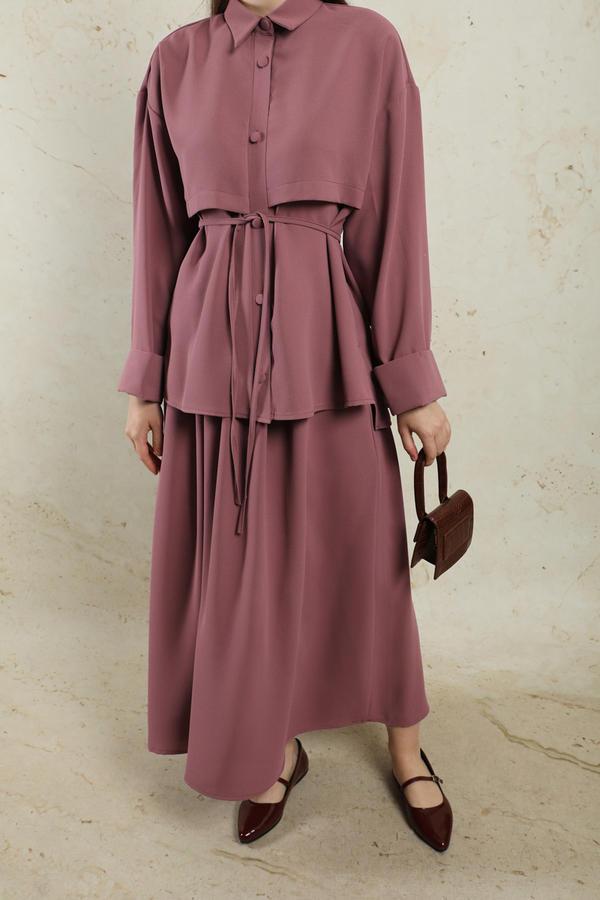 Krep Etek Takım Gül Kurusu - 3