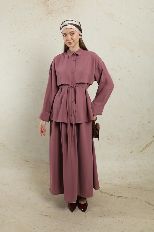 Krep Etek Takım Gül Kurusu - 2