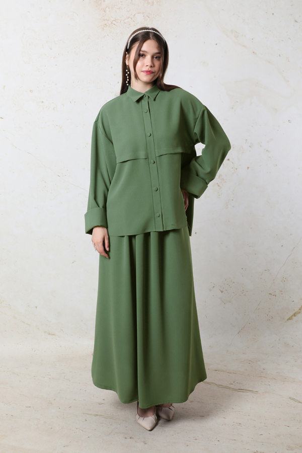 Krep Etek Takım Koyu Yeşil - 3