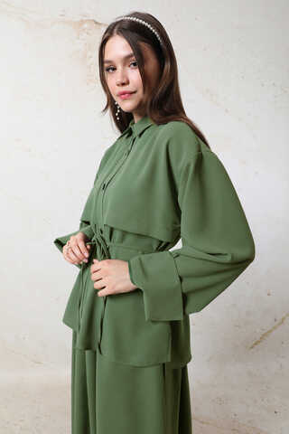 Krep Etek Takım Koyu Yeşil - 4