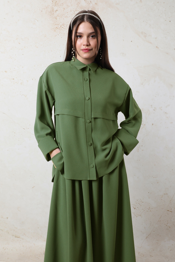 Krep Etek Takım Koyu Yeşil - 1