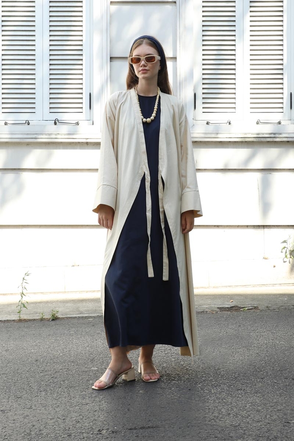 Kruvaze Bağlamalı Abaya Taş - 2