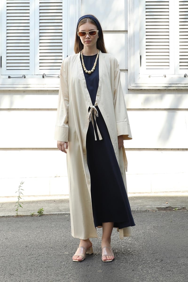 Kruvaze Bağlamalı Abaya Taş - 3