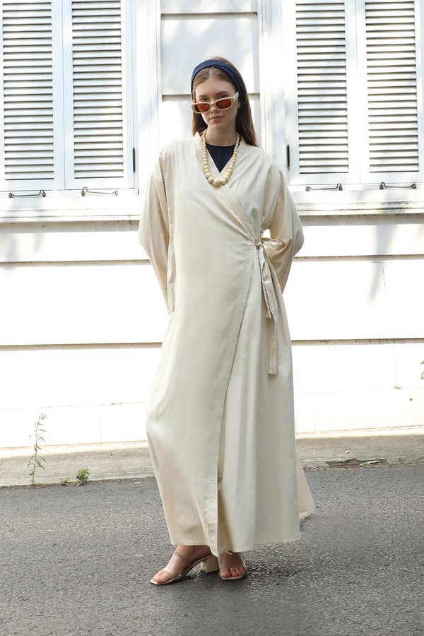 Kruvaze Bağlamalı Abaya Taş - 1