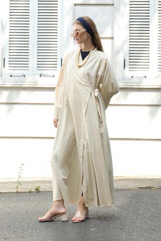 Kruvaze Bağlamalı Abaya Taş - 4