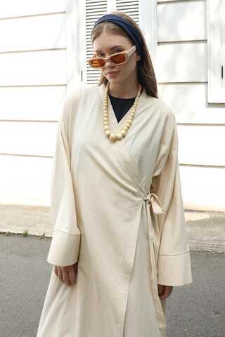 Kruvaze Bağlamalı Abaya Taş - 6