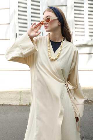 Kruvaze Bağlamalı Abaya Taş - 7