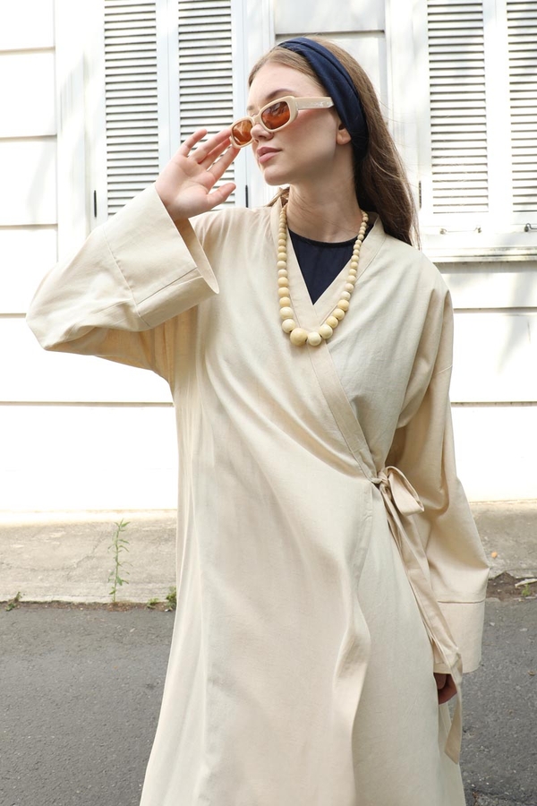 Kruvaze Bağlamalı Abaya Taş - 7