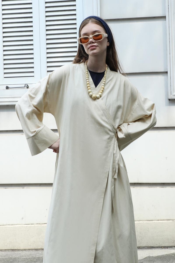 Kruvaze Bağlamalı Abaya Taş - 9