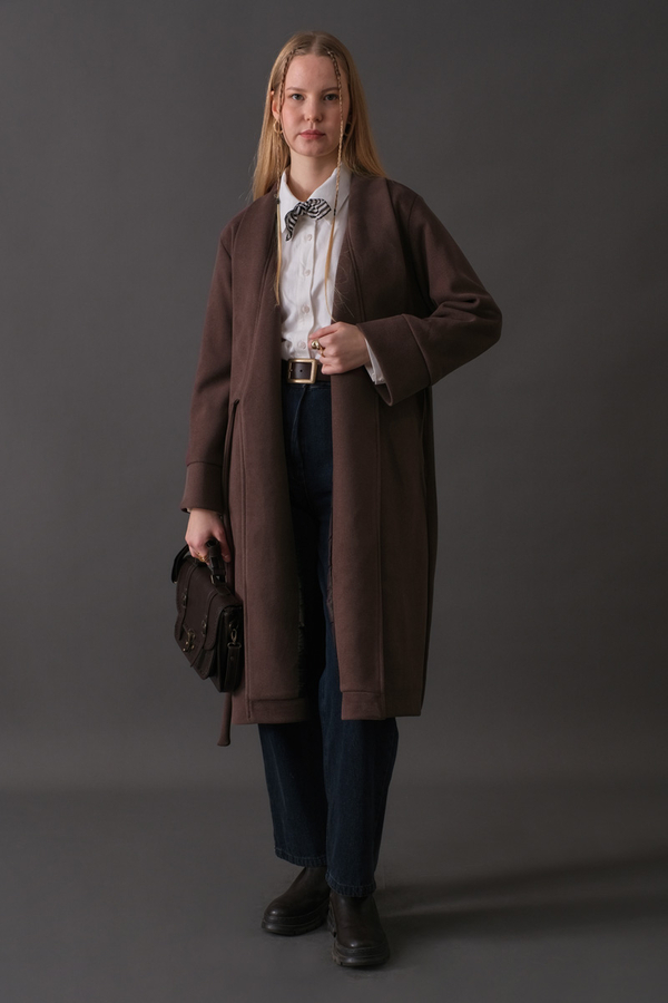 Kruvaze Bağlamalı Kaban Koyu Mürdüm 