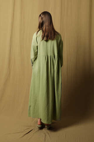 Kruvaze Bağlamalı Müslin Elbise Mint - 7