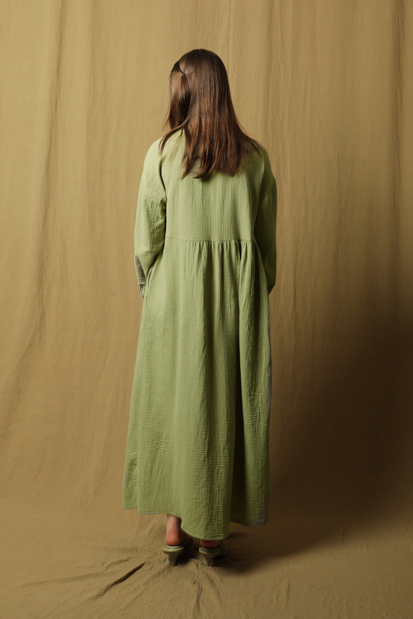 Kruvaze Bağlamalı Müslin Elbise Mint - 7