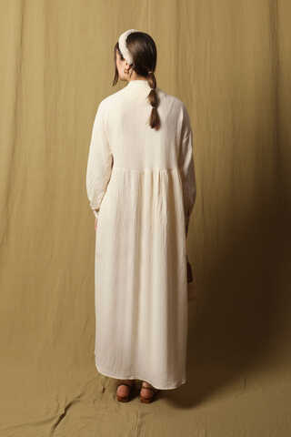 Kruvaze Bağlamalı Müslin Elbise Taş - 7