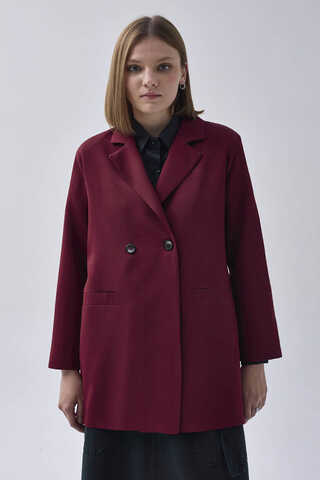 Kruvaze Blazer Ceket Bordo - 9
