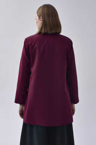 Kruvaze Blazer Ceket Bordo - 11