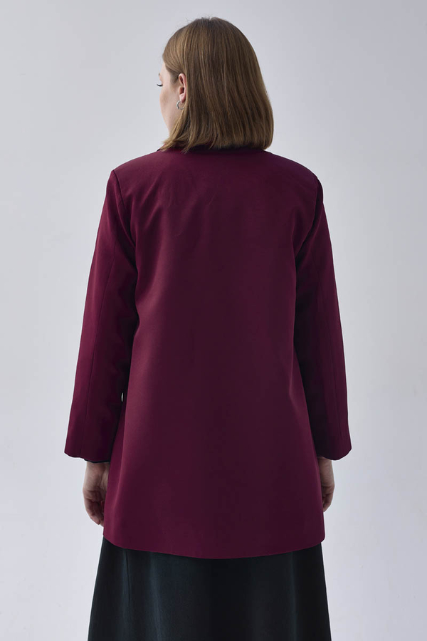Kruvaze Blazer Ceket Bordo - 11