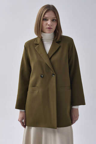 Kruvaze Blazer Ceket Haki - 8