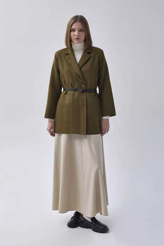 Kruvaze Blazer Ceket Haki - 1