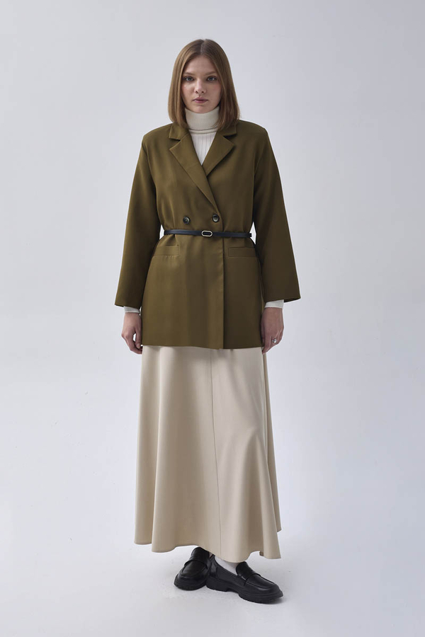 Kruvaze Blazer Ceket Haki - 1