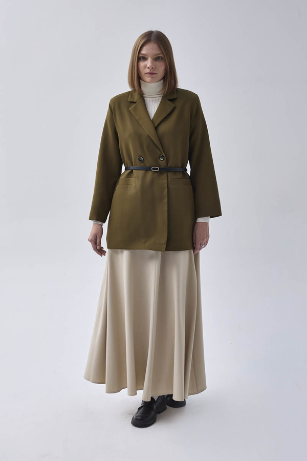Kruvaze Blazer Ceket Haki - 9