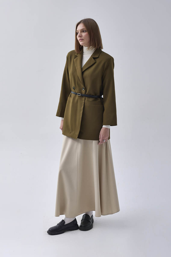 Kruvaze Blazer Ceket Haki - 10