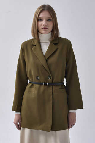 Kruvaze Blazer Ceket Haki - 11