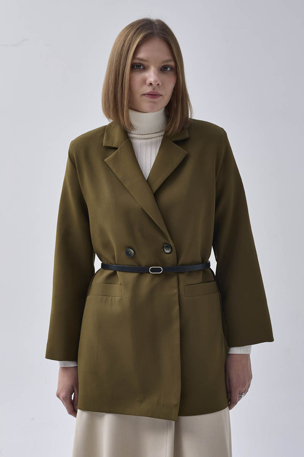 Kruvaze Blazer Ceket Haki - 12