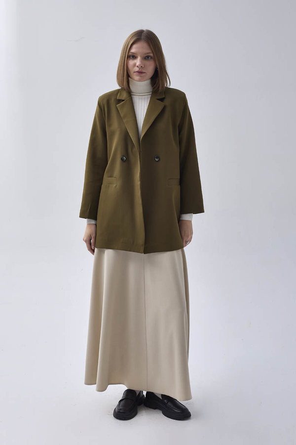 Kruvaze Blazer Ceket Haki - 7