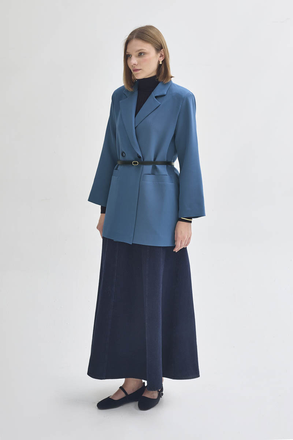 Kruvaze Blazer Ceket İndigo - 3