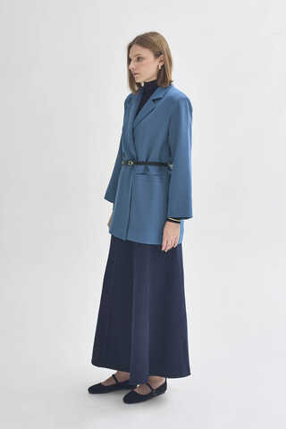 Kruvaze Blazer Ceket İndigo - 4
